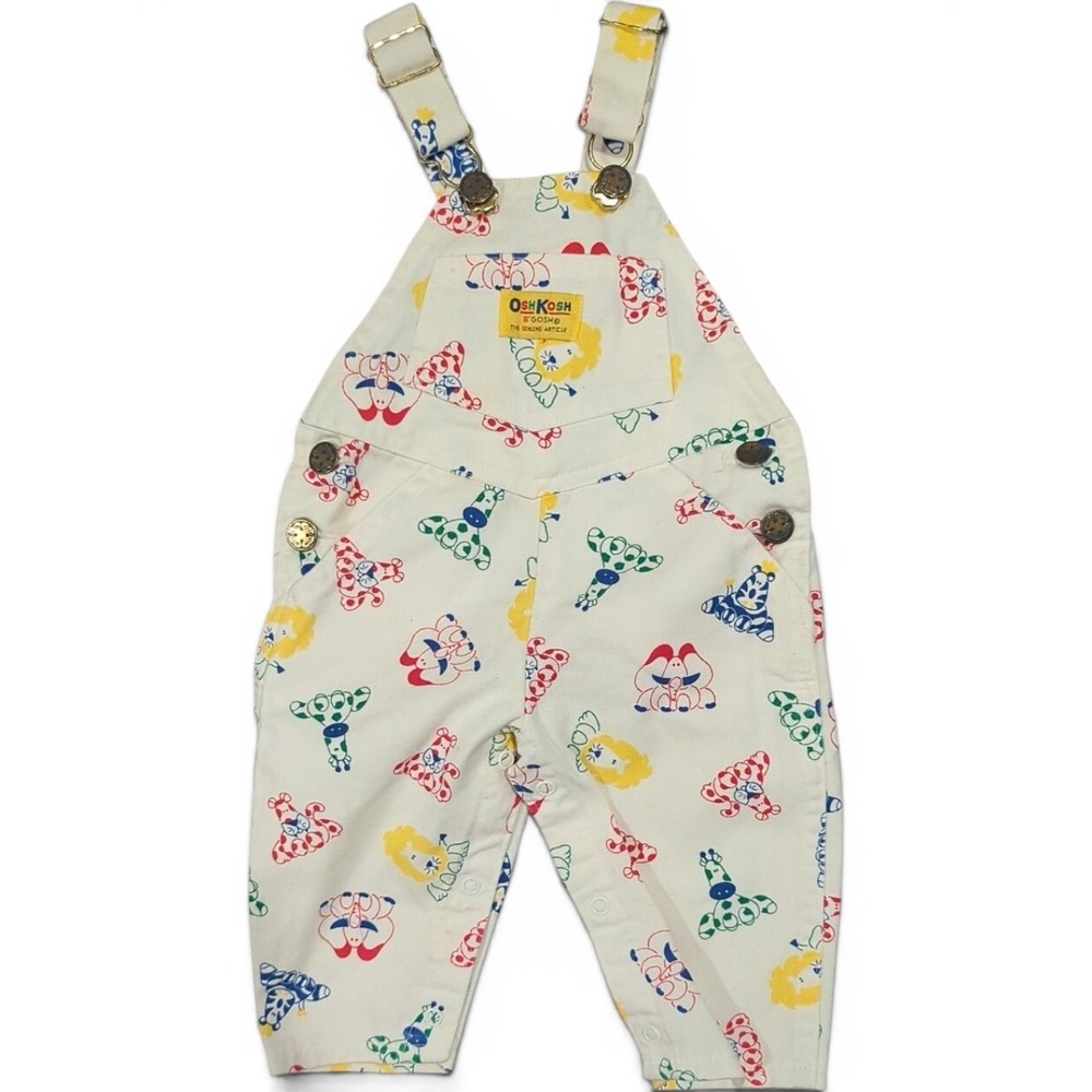 Vintage OshKosh Overalls Vestback Animals 3-6M 100% Cotton